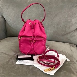 Prada Duet fabric shoulder bag pouch fuchsia